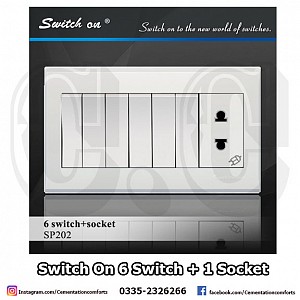 Switch On SharpWhite 6 Switch _ 1 Socket